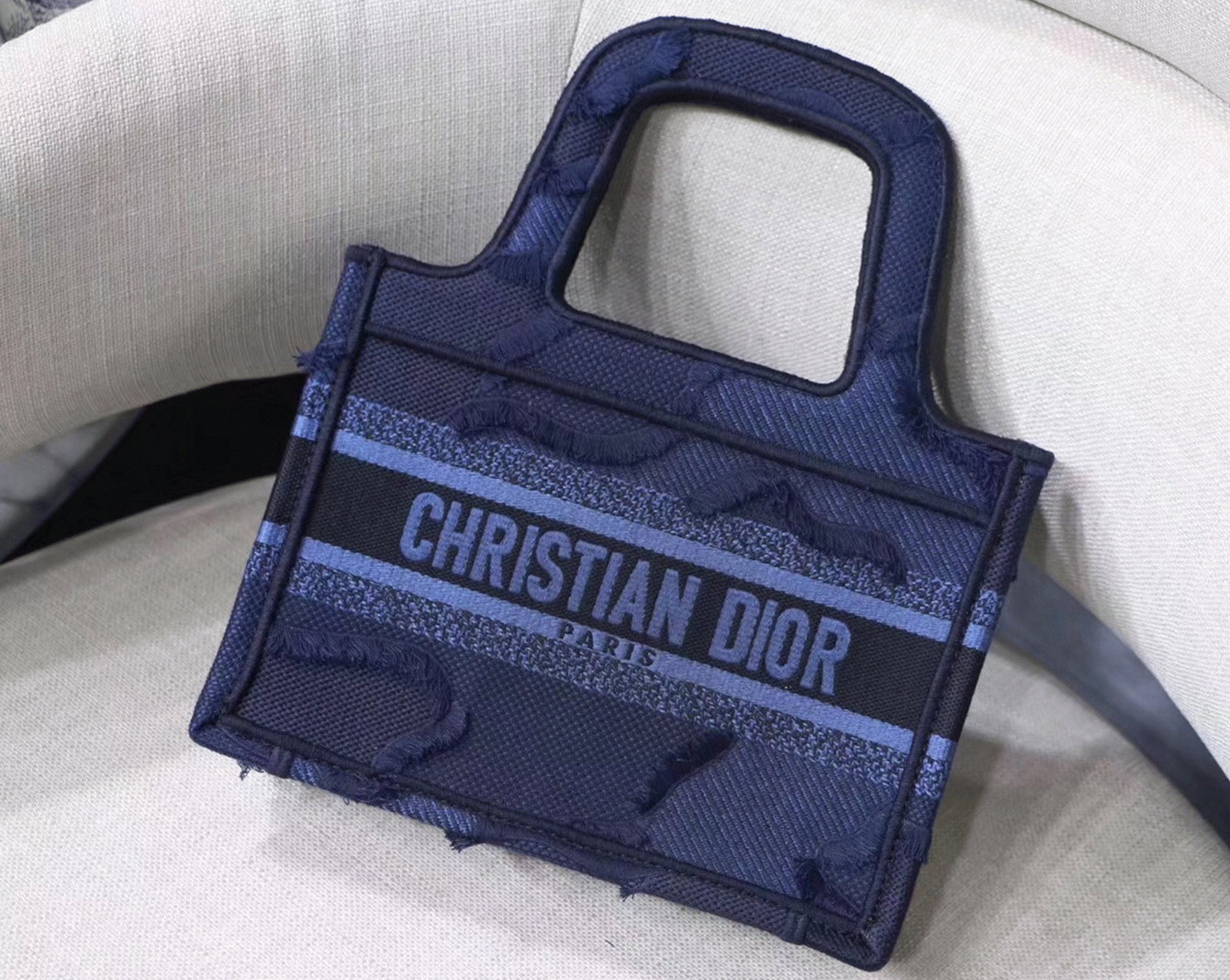 D10r Mini Book Tote Bag Replica in Blue Camouflage