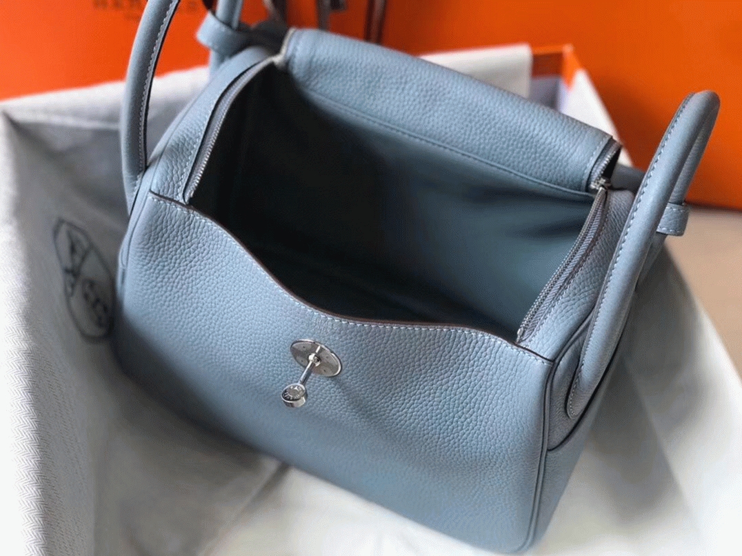 Replica H**me5 Lindy 26cm handbag in blue lin