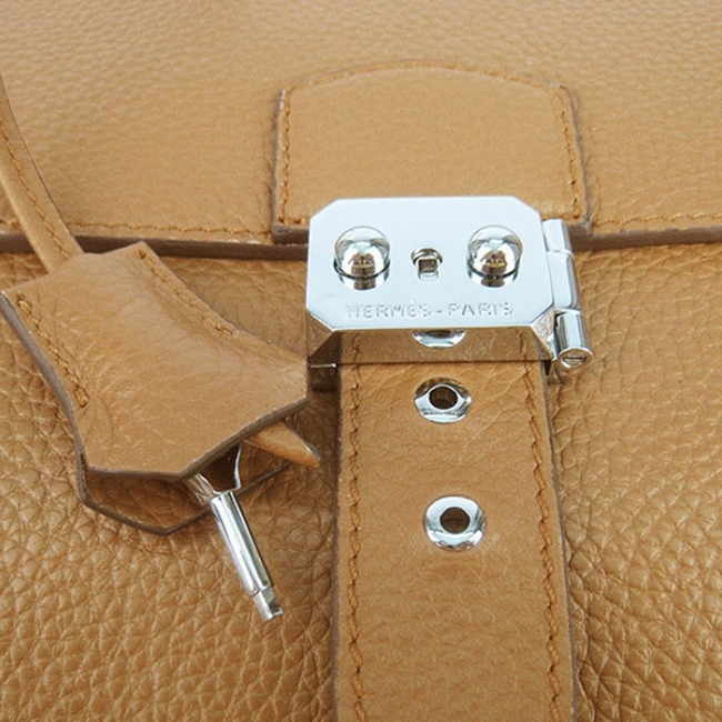 Brown Calf Leather Fake H**me5 Sac A Depeches 38cm Briefcase