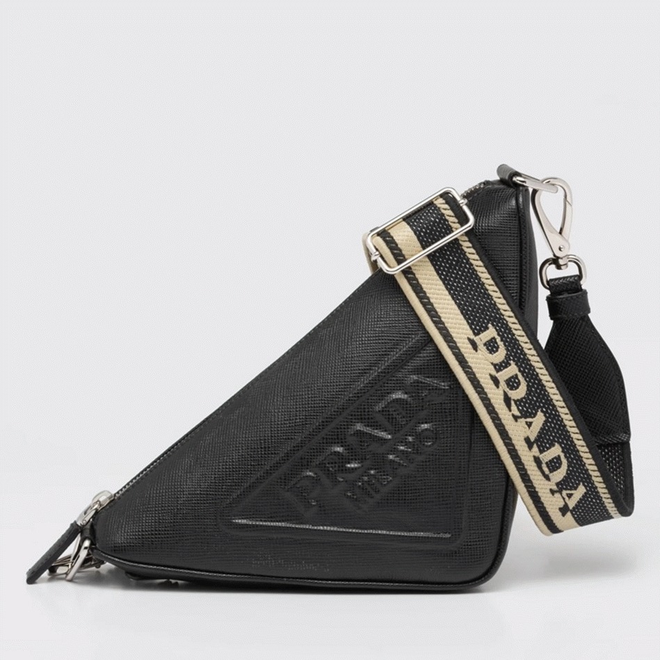 Pra*a Triangle Shoulder Bag Fake in Black