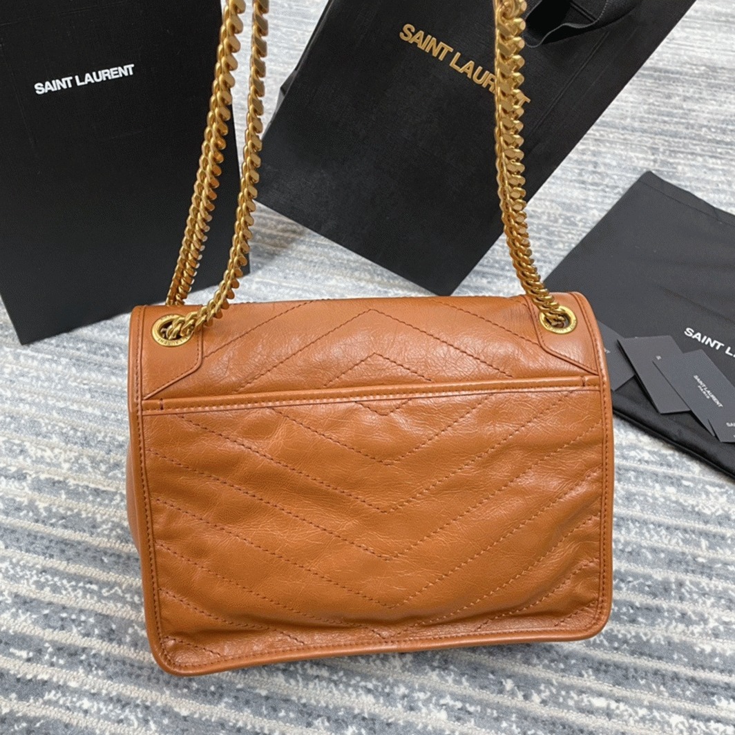 Fake Sa1nt Lau*nt Niki Medium Chain Bag Brown