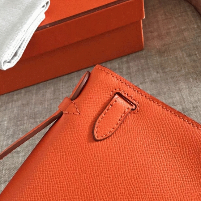 Orange Epsom Replica H**me5 Kelly Pochette Bright Mini Purse
