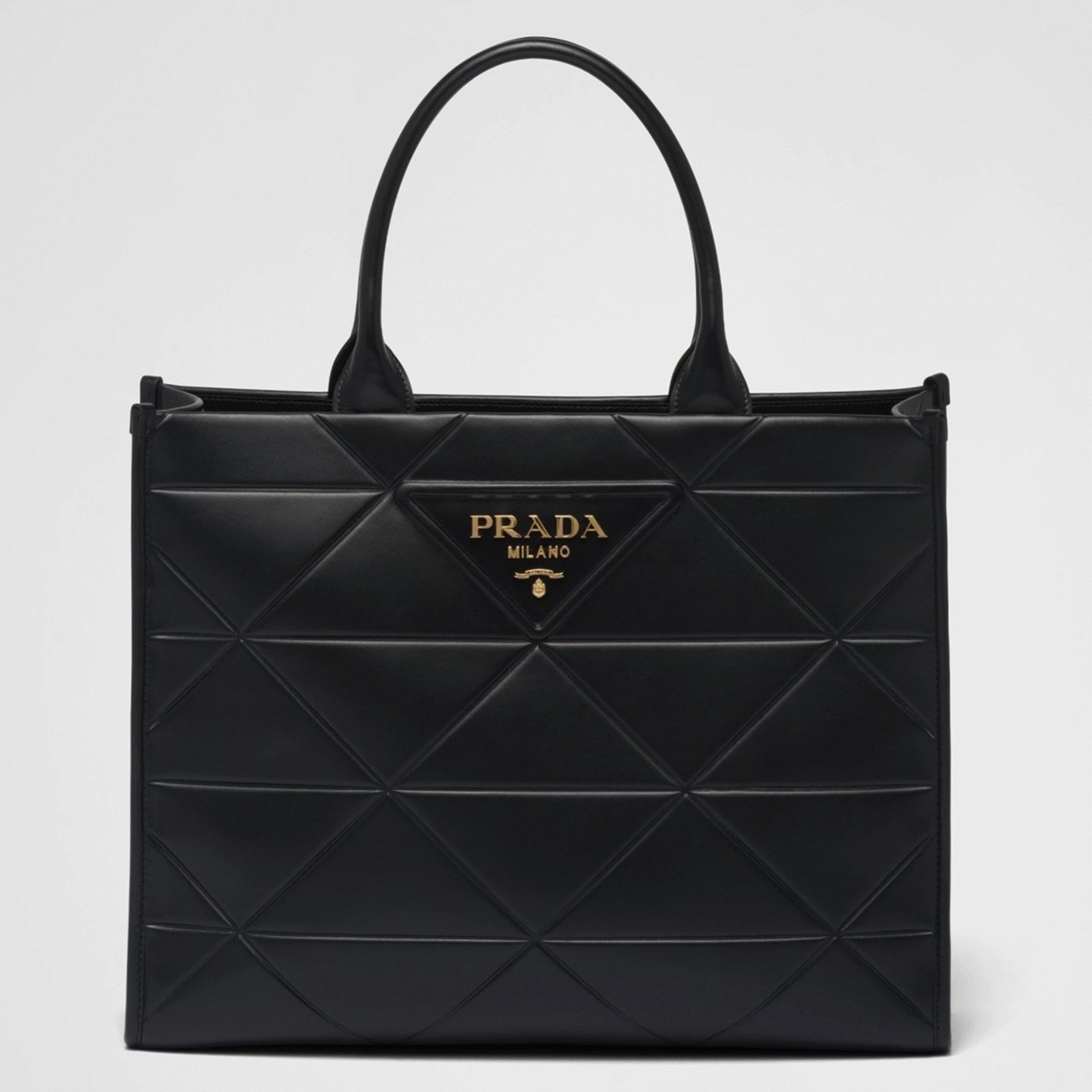Pra*a Symbole Large Bag Replica with Topstitching in Black