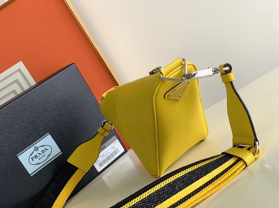 Pra*a Triangle Shoulder Bag Knockoff in Yellow