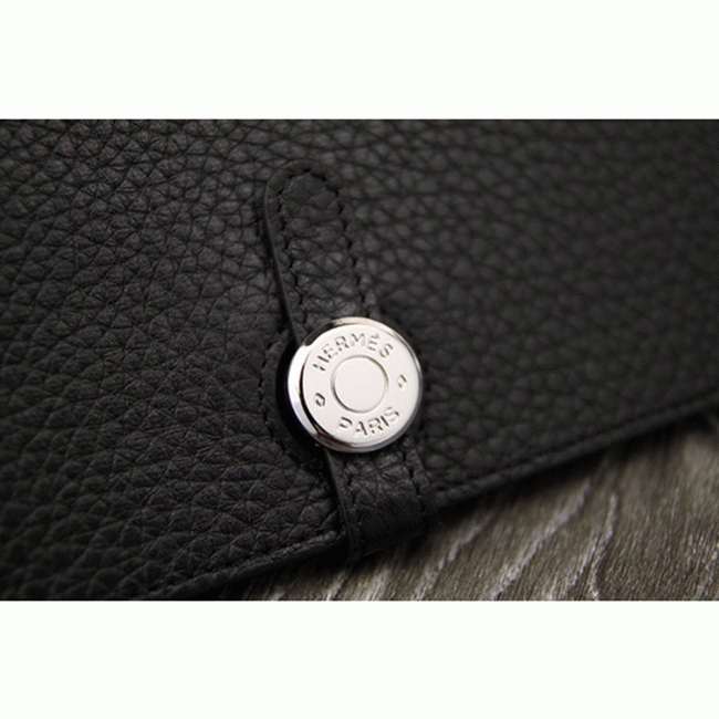 Black fake luxury H**me5 Dogon combine wallet