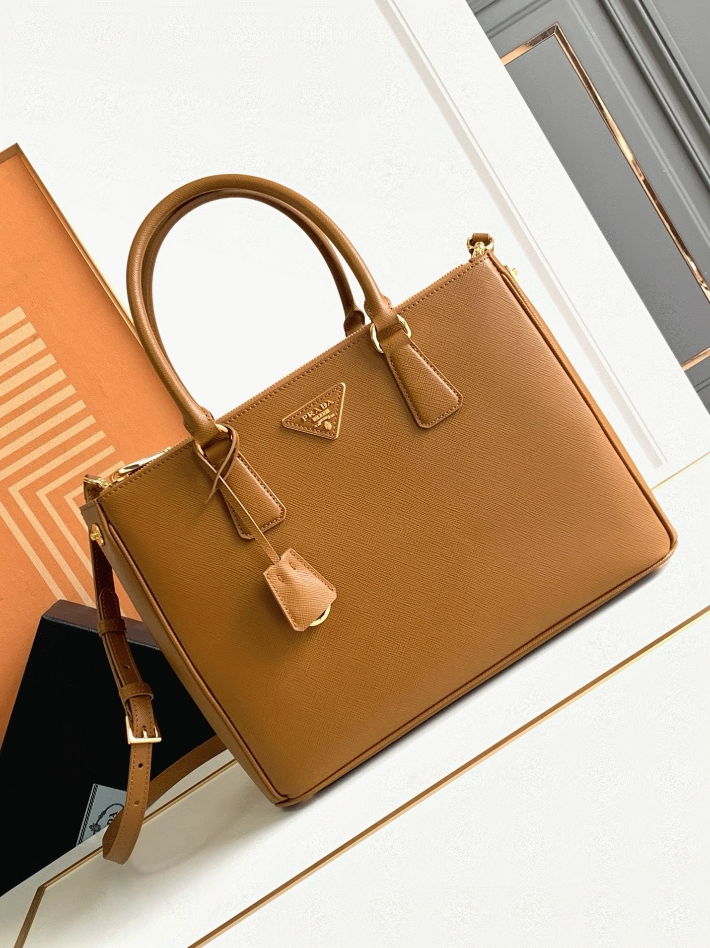 Brown Pra*a Galleria Large Bag Knockoff