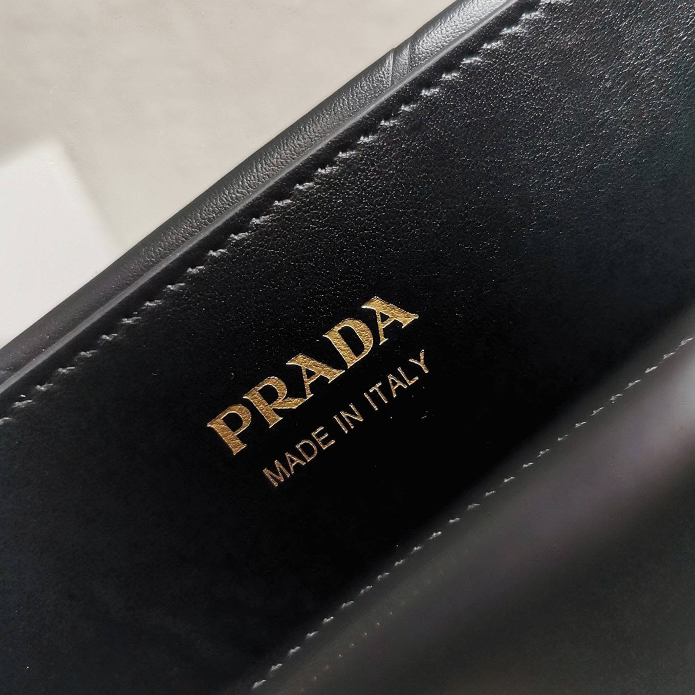 Pra*a Symbole Large Bag Replica with Topstitching in Black