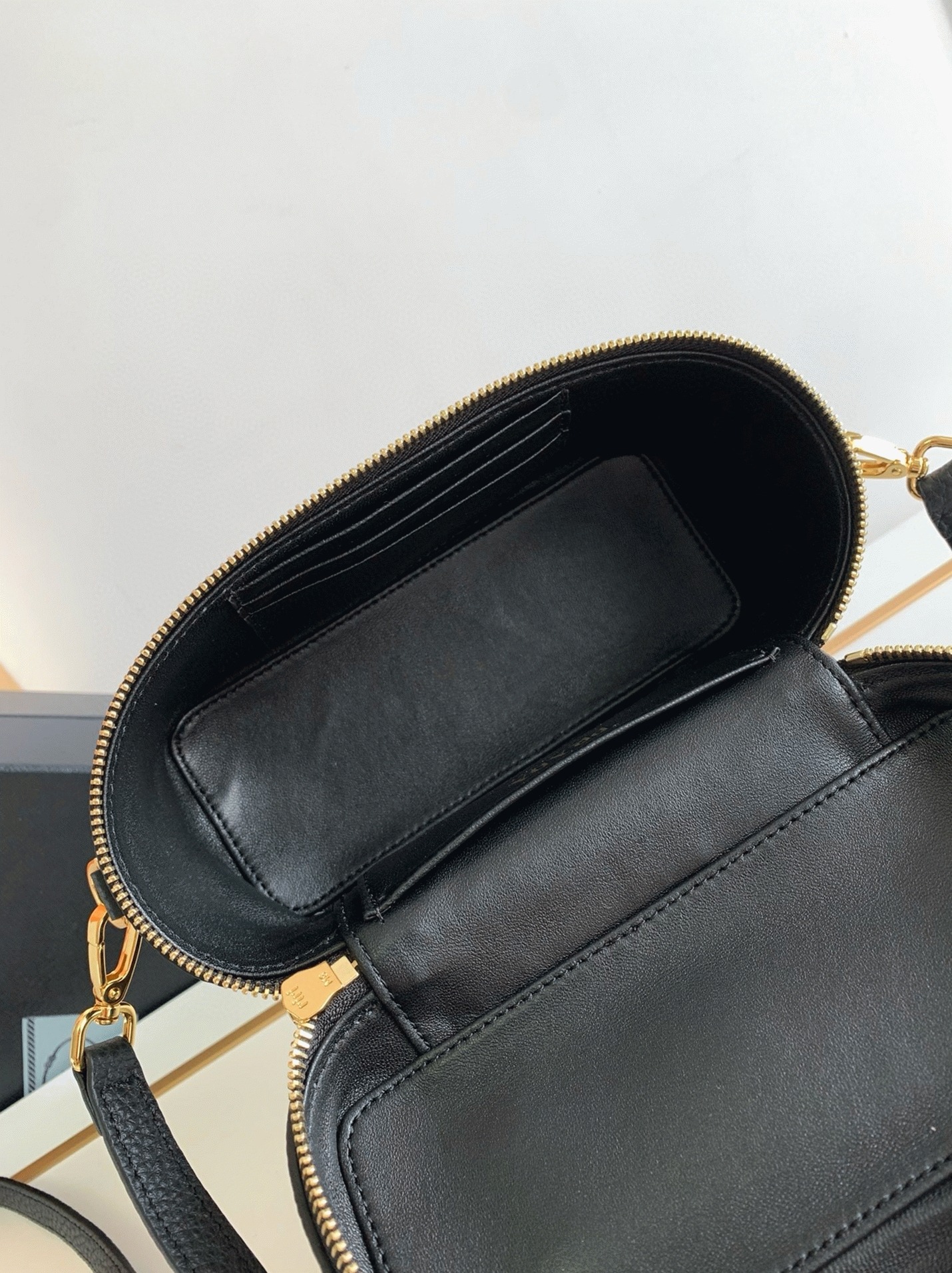 Pra*a Mini Vanity Bag Replica in Black