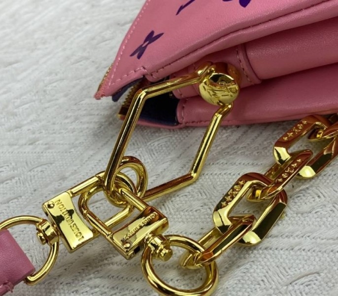 L0vis Vvtt0n Coussin PM Bag In Pink And Purple With Jacquard Strap