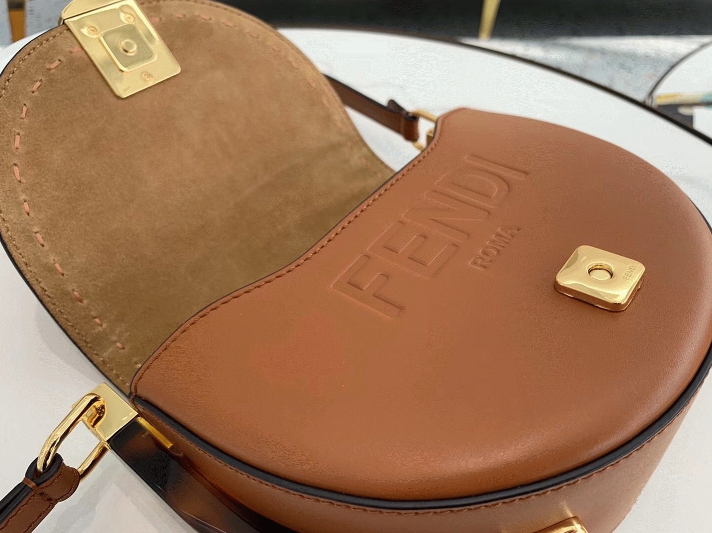 Top Quality Fake F**di Moonlight Saddle Bag In Brown Calfskin