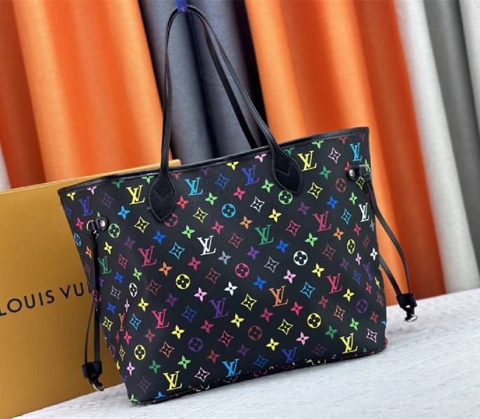 L0vis Vvtt0n X TM Multicolored Neverfull MM In Black