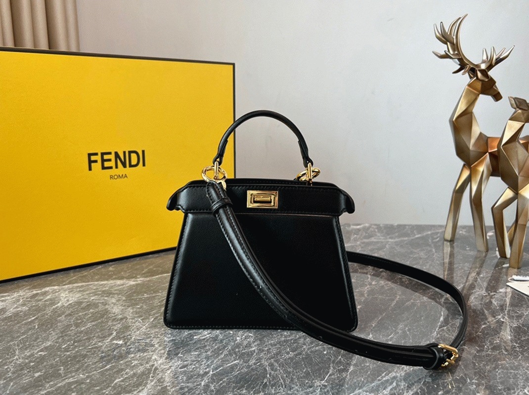Top Quality Replica F**di Peekaboo ISeeU Petite Bag In Black Nappa Leather