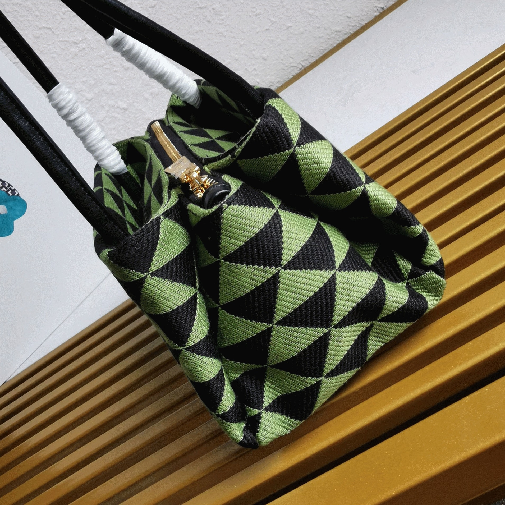 Pra*a S*pernova Small Shoulder Bag Replica in Black/Green