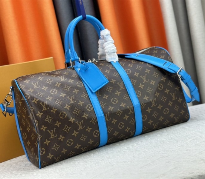 L0vis Vvtt0n Monogram Macassar Canvas Keepall Bandouliere 50 In Gaston Blue