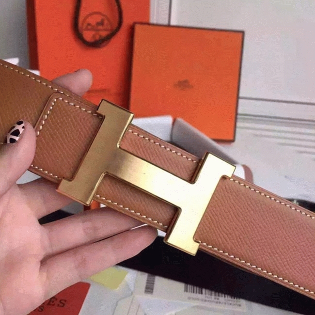 Top-quality fake H**me5 Kits belt featuring Constance buckle in brown epsom