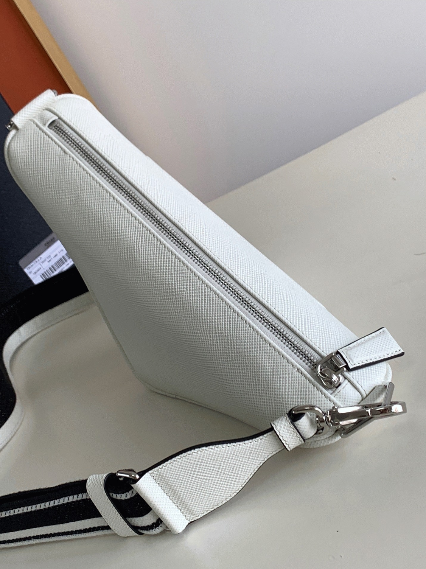 Pra*a Triangle Shoulder Bag Fake in White
