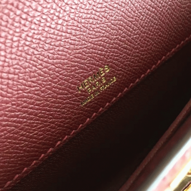 Bordeaux Epsom Fake H**me5 Kelly Cut Clutch Sleek Purse