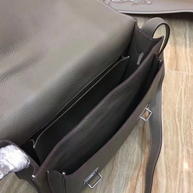 Grey Bicolor Imitation H**me5 Steve Messenger Bag