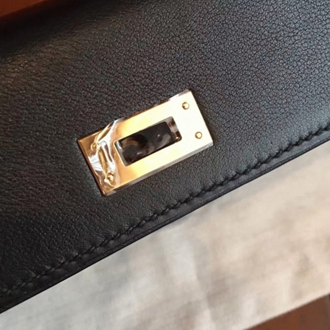 Black Swift Fake H**me5 Kelly Cut Clutch Elegant Clutch