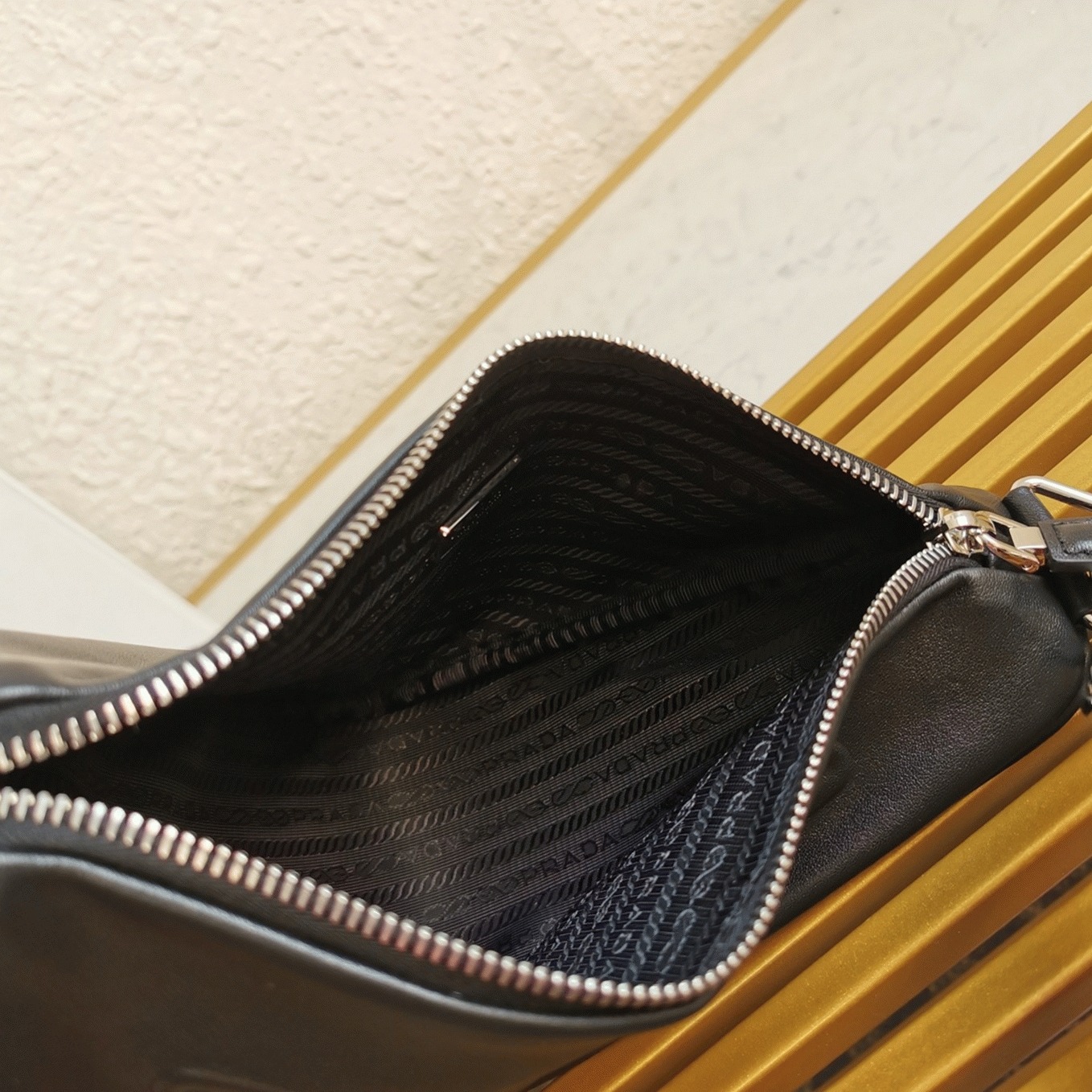 Pra*a Triangle Shoulder Bag Knockoff in Black