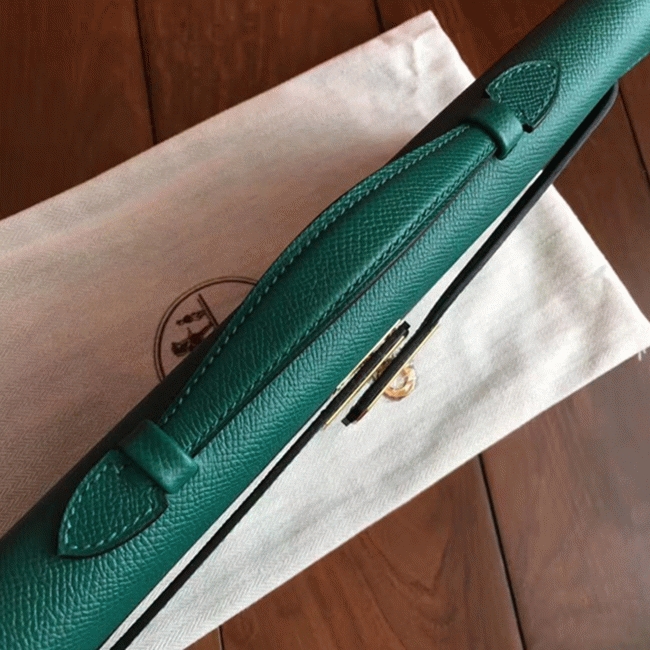 Malachite Epsom Fake H**me5 Kelly Cut Clutch Fashion Purse