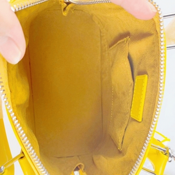 L0vis Vvtt0n Epi Leather Alma BB Handbag In Cedrat Yellow With Jacquard Strap