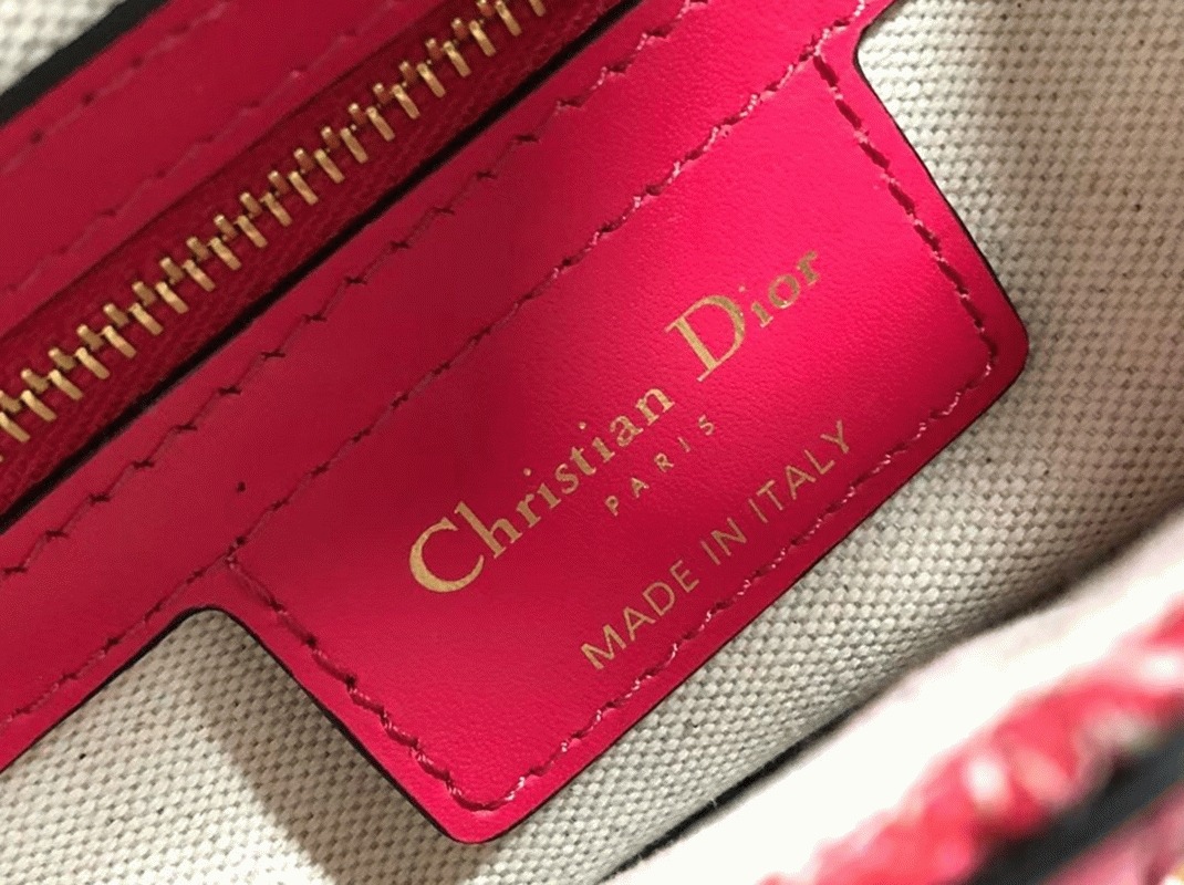D10r Saddle Bag Imitation in Red Toile de Jouy Reverse Jacquard