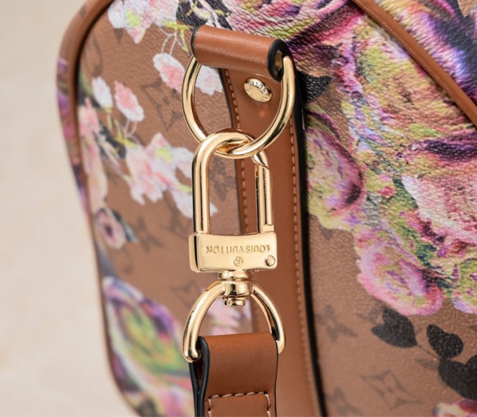 L0vis Vvtt0n Keepall Bandouliere 50 Travel Bag In Brown With Floral Pattern