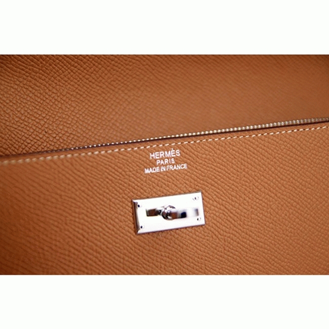 Brown fake designer H**me5 Kelly Longue wallet