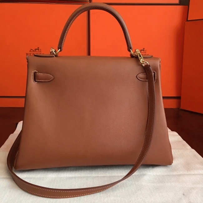 Brown Swift Fake H**me5 Kelly Retourne 32cm Soft Leather Handbag