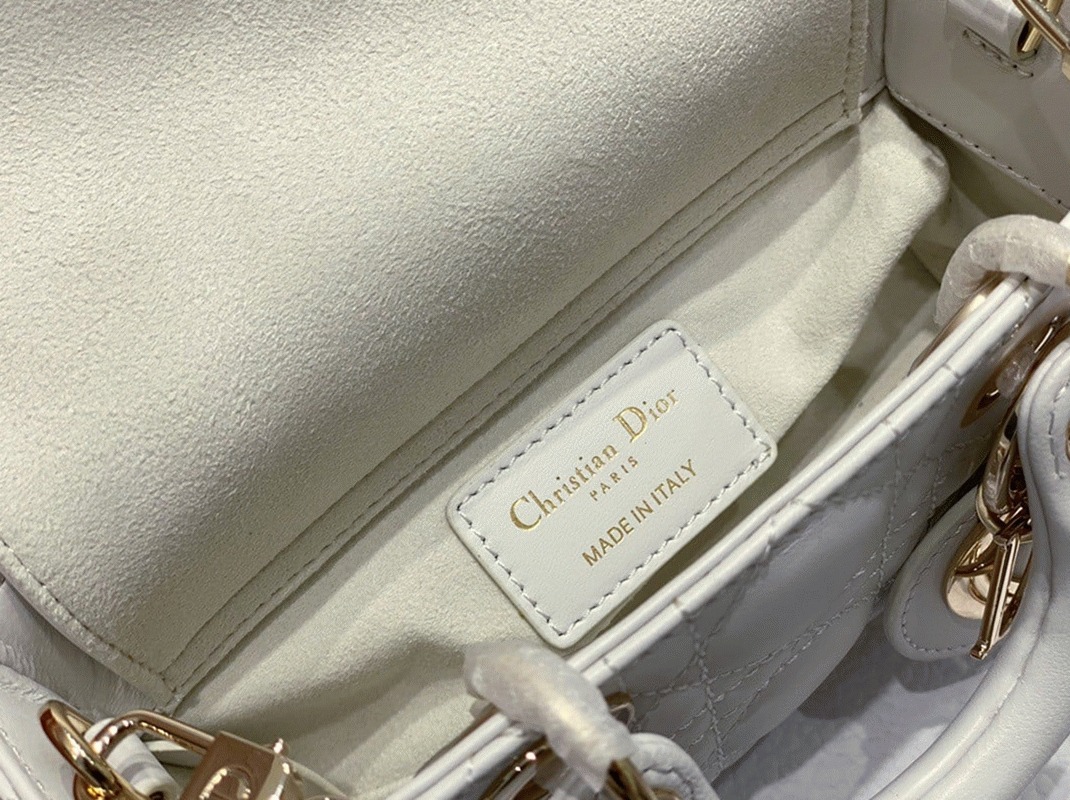 D10r Lady D-Joy Micro Bag Knockoff in White Cannage Lambskin