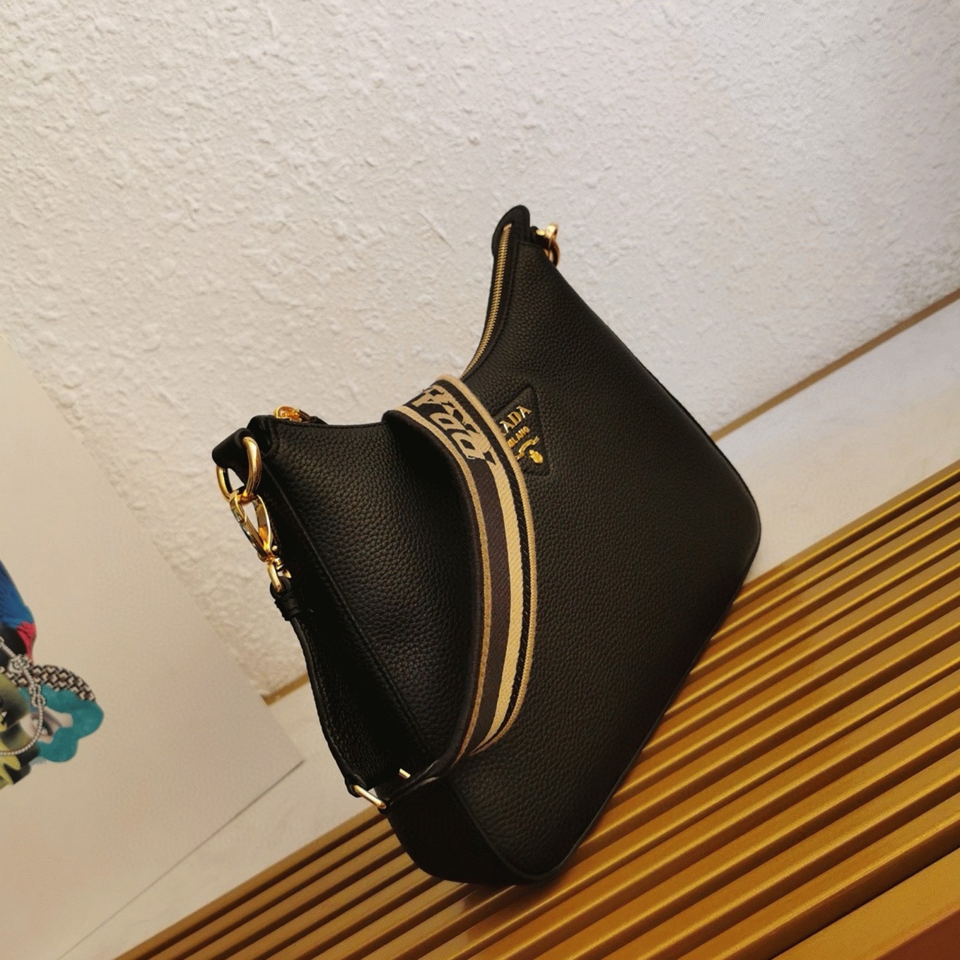 Pra*a Shoulder Bag Knockoff in Black