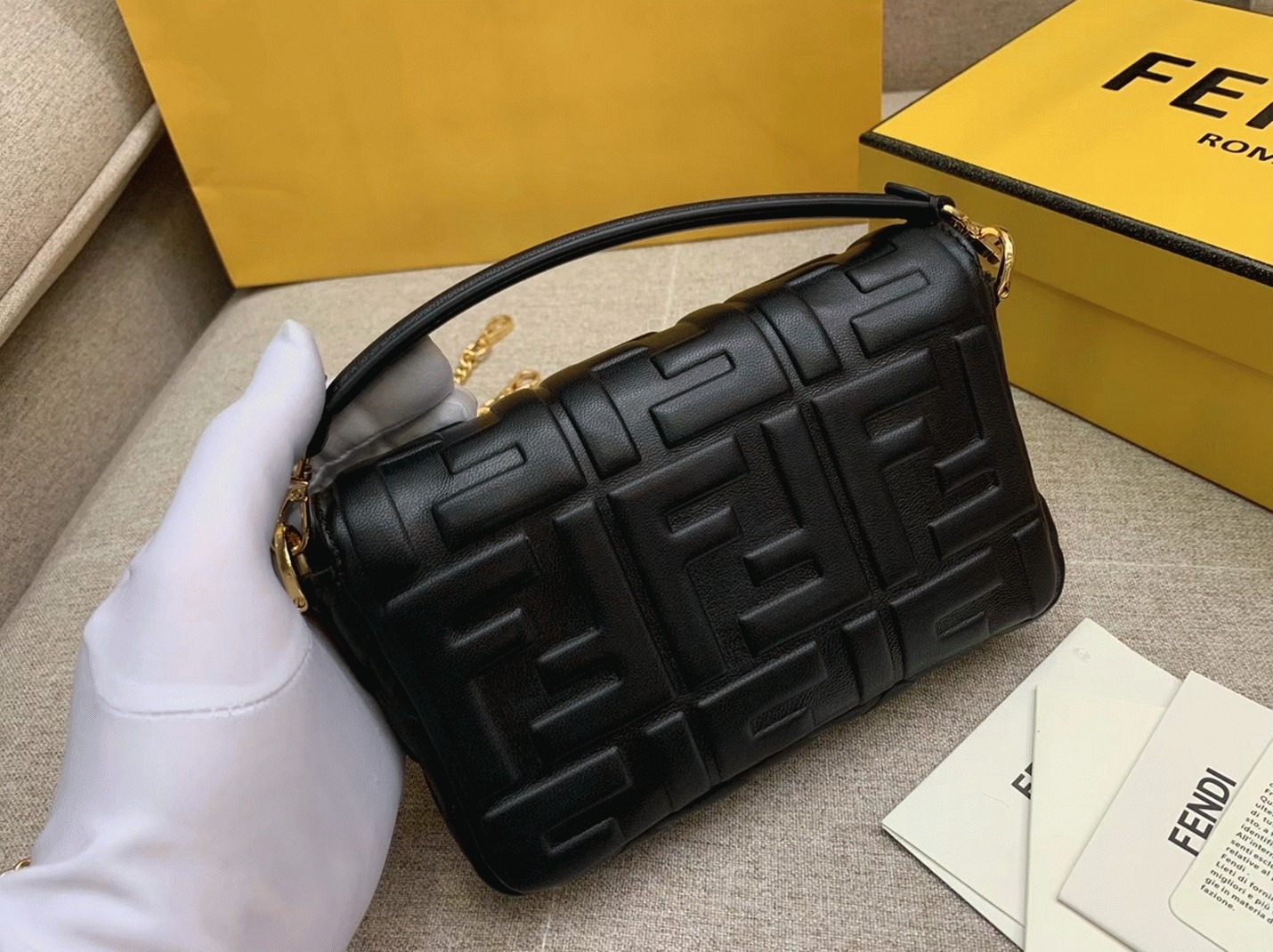 Top Quality Fake F**di Small Baguette Bag In Black FF