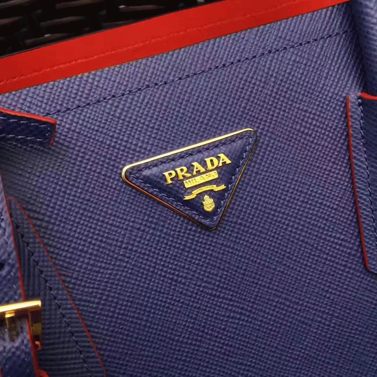 Blue Pra*a Double Medium Tote Bag Replica