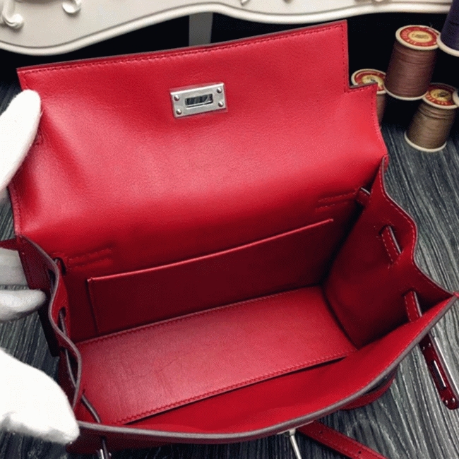 Red Swift Leather Fake H**me5 Kelly Danse Chic Handbag