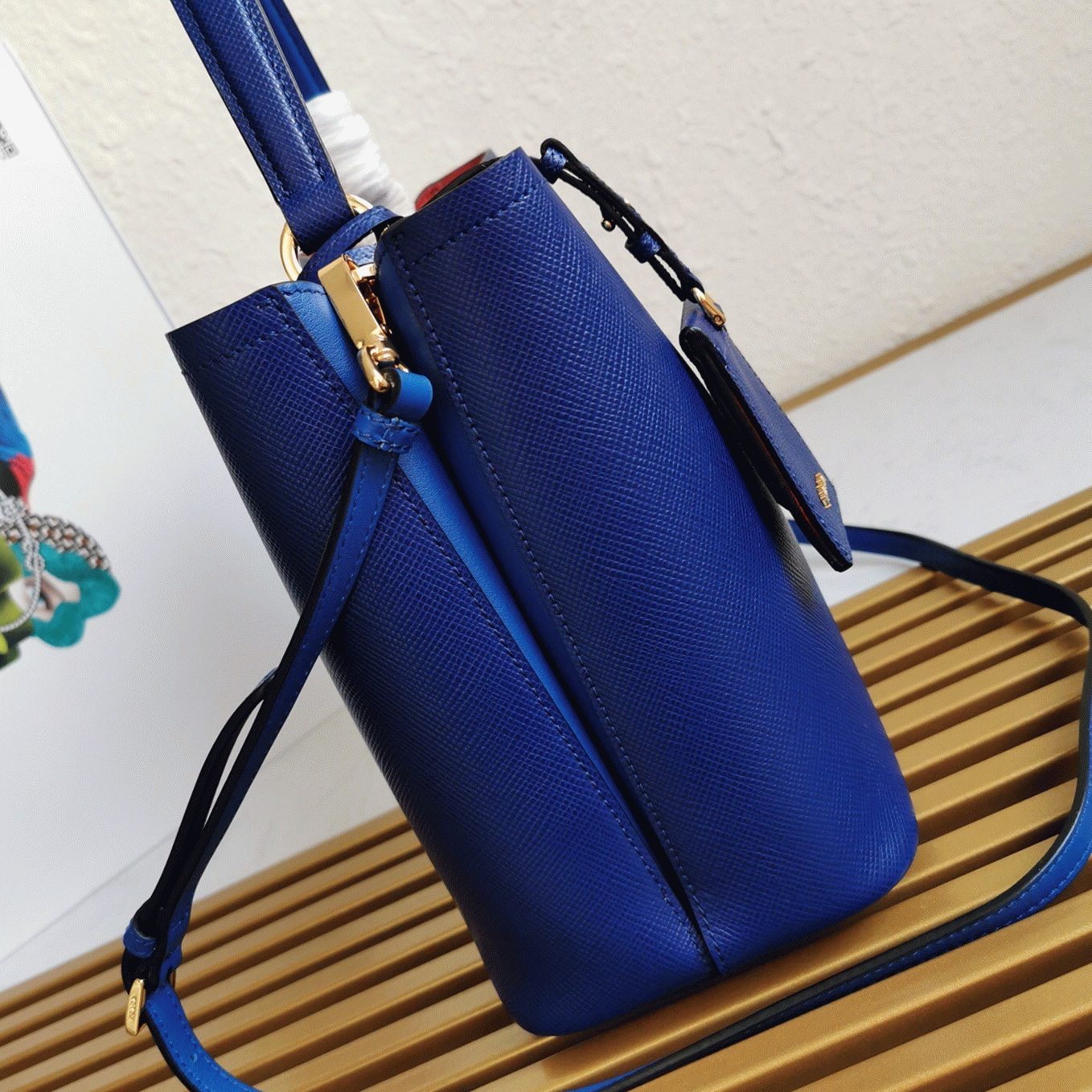 Blue Pra*a Large Panier Bag Fake