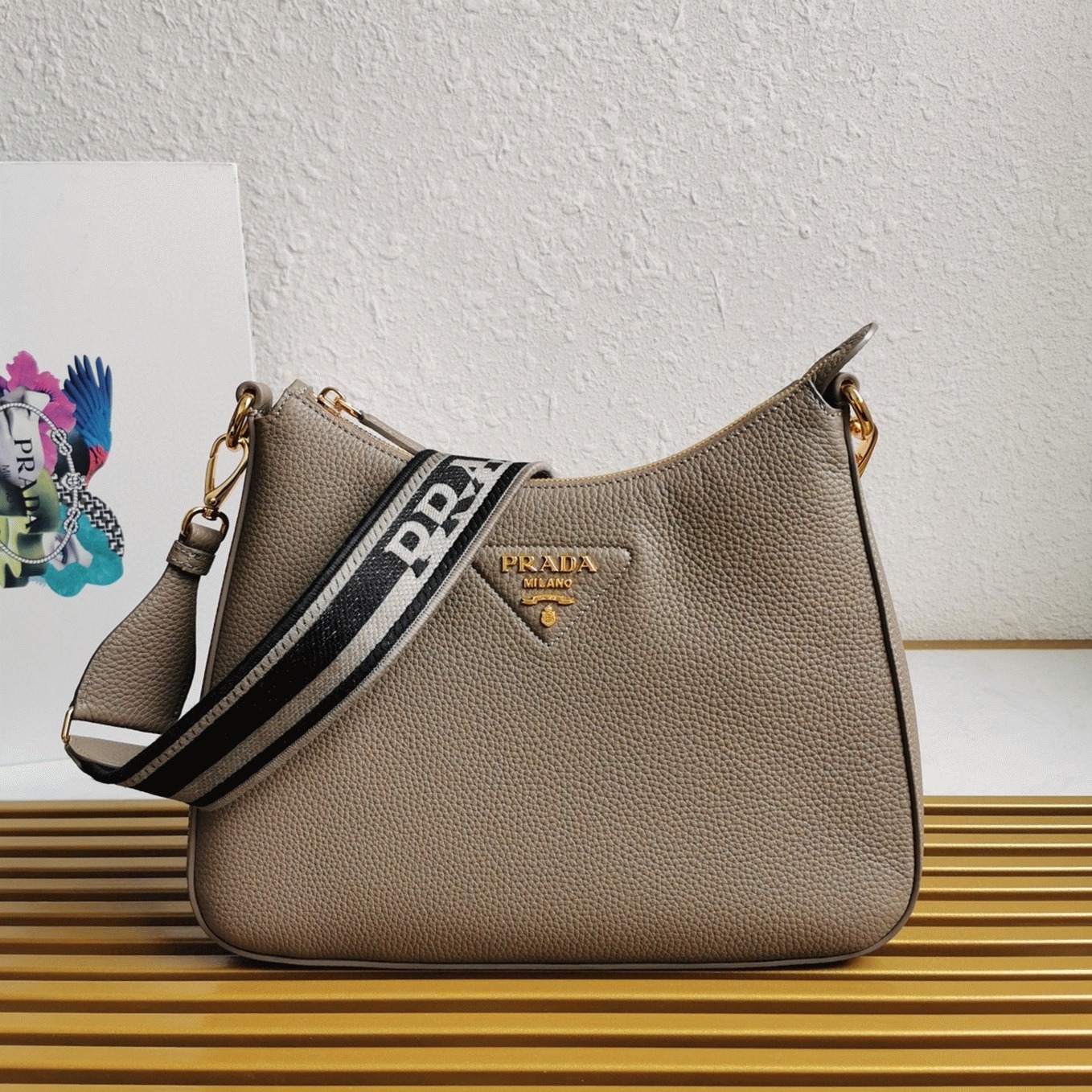 Pra*a Shoulder Bag Fake in Grey
