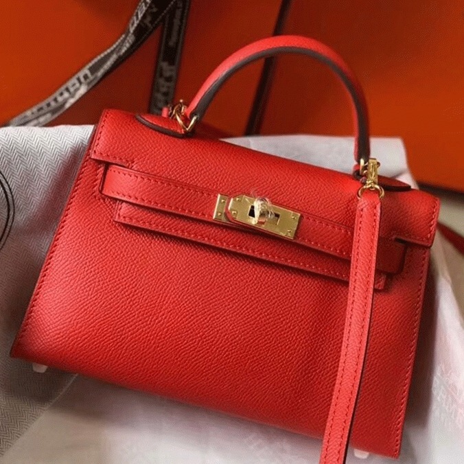 H**me5 Kelly Mini II Bag Replica in Rouge Casaque