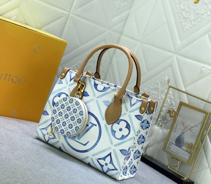 L0vis Vvtt0n LV By The Pool Monogram Tiles Canvas Onthego PM Tote In Lagoon Blue