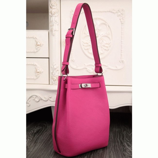 Rose Red Leather Replica H**me5 So Kelly 22cm Vivid Shoulder Bag