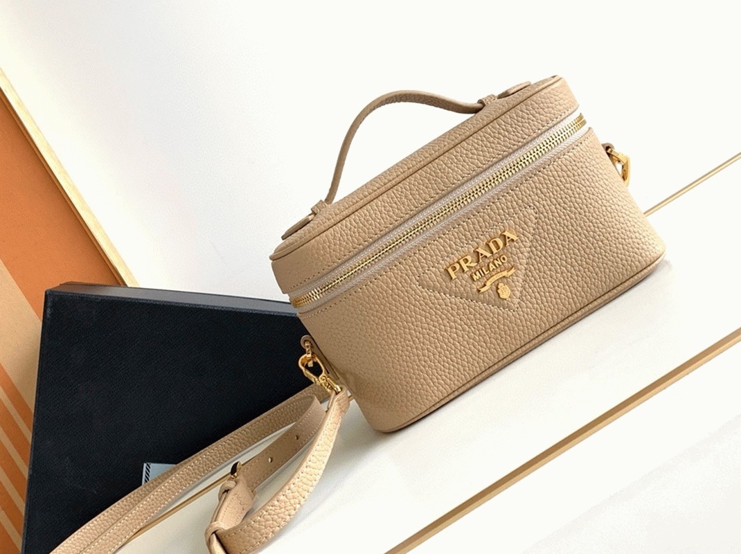 Pra*a Mini Vanity Bag Fake in Sand Beige