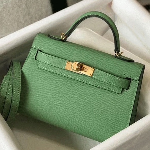 H**me5 Kelly Mini II Bag Replica in Vert Criquet