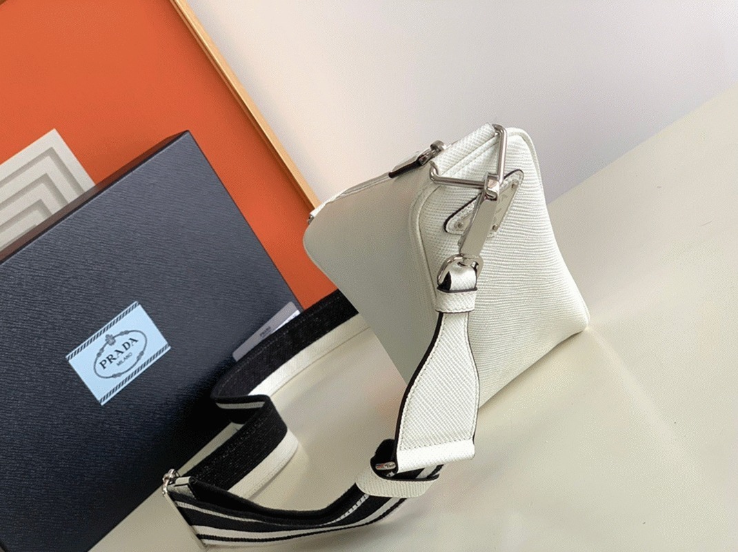 Pra*a Triangle Shoulder Bag Fake in White