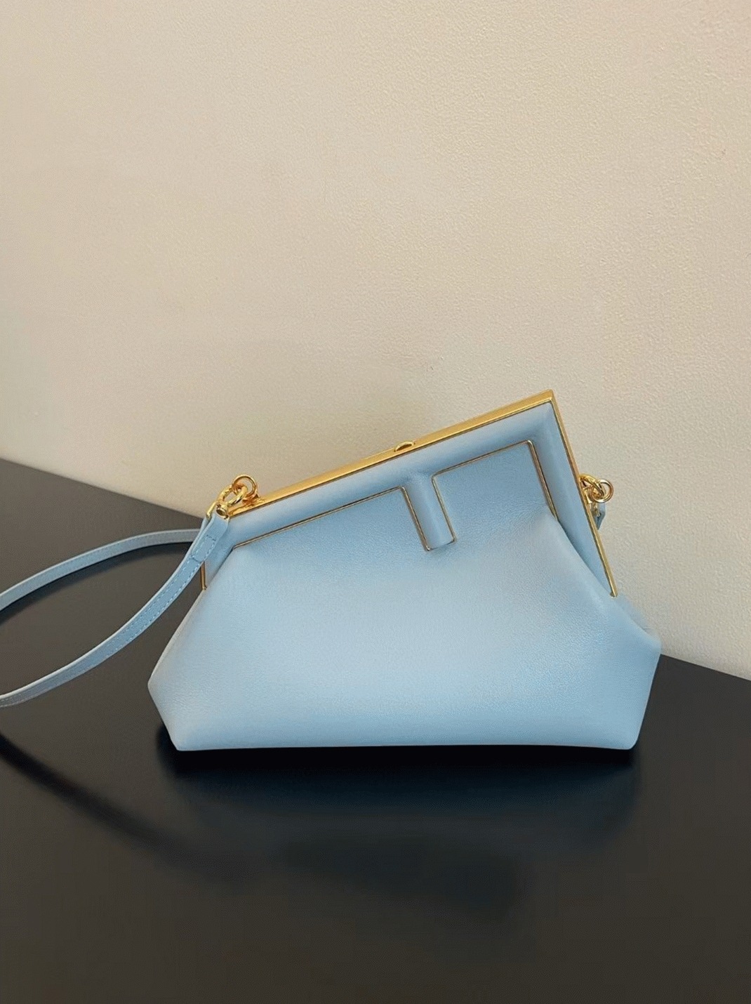 Top Quality Fake F**di First Medium Bag In Light Blue Nappa Leather