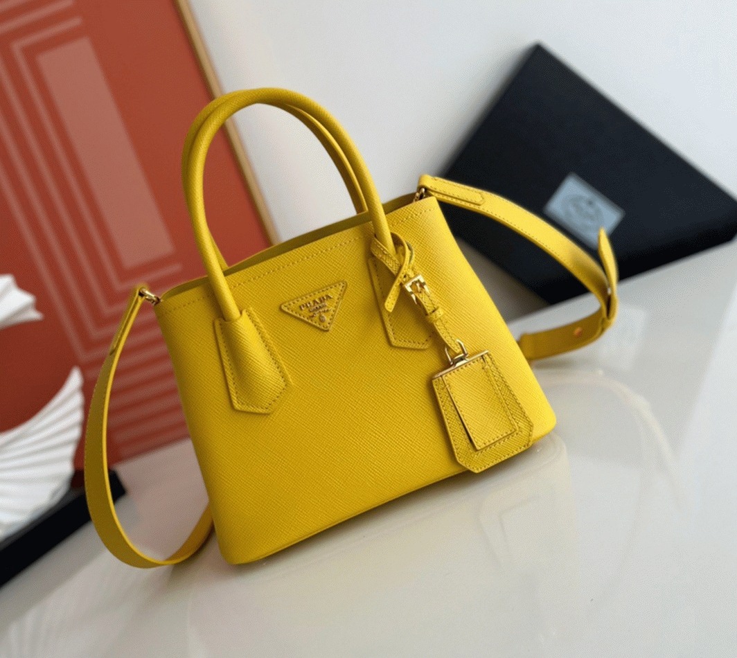 Yellow Pra*a Double Mini Bag Fake
