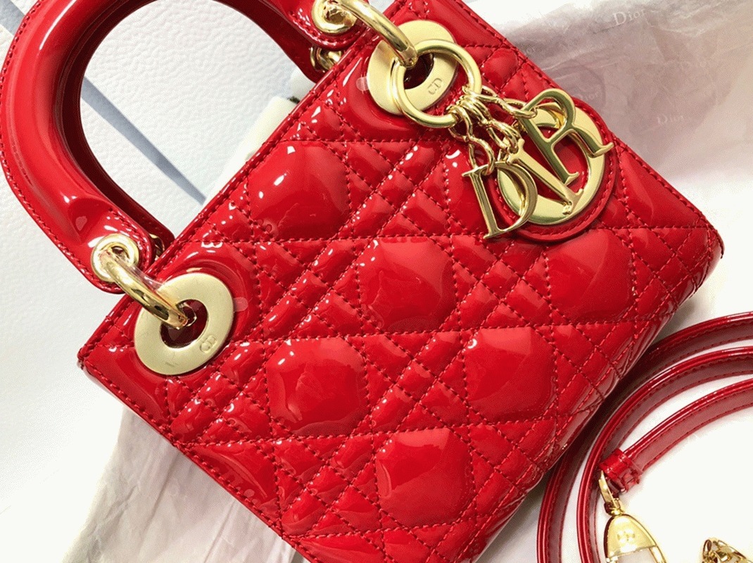 D10r Lady D10r Mini Chain Bag Knockoff with Chain in Red