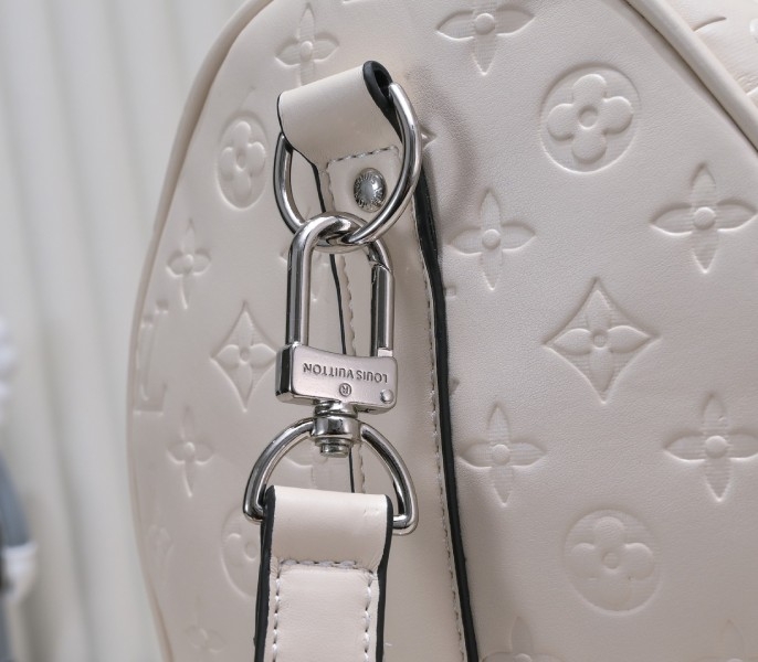 LV Monogram Empreinte Keepall Bandouliere 45 In Cream