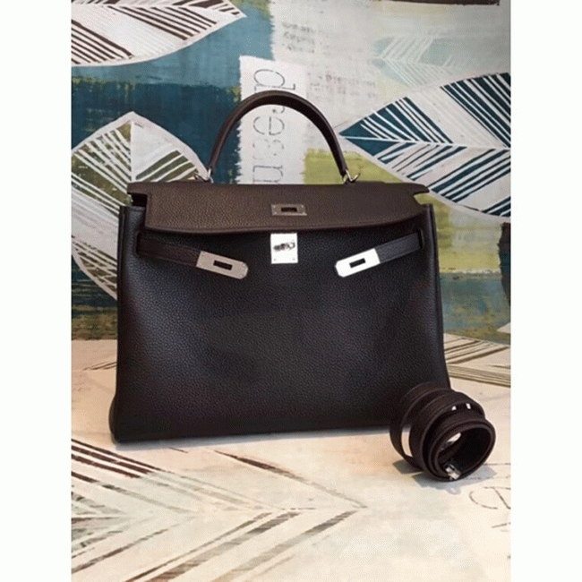 Cafe Clemence Replica H**me5 Kelly 35cm Handbag Elegant Brown