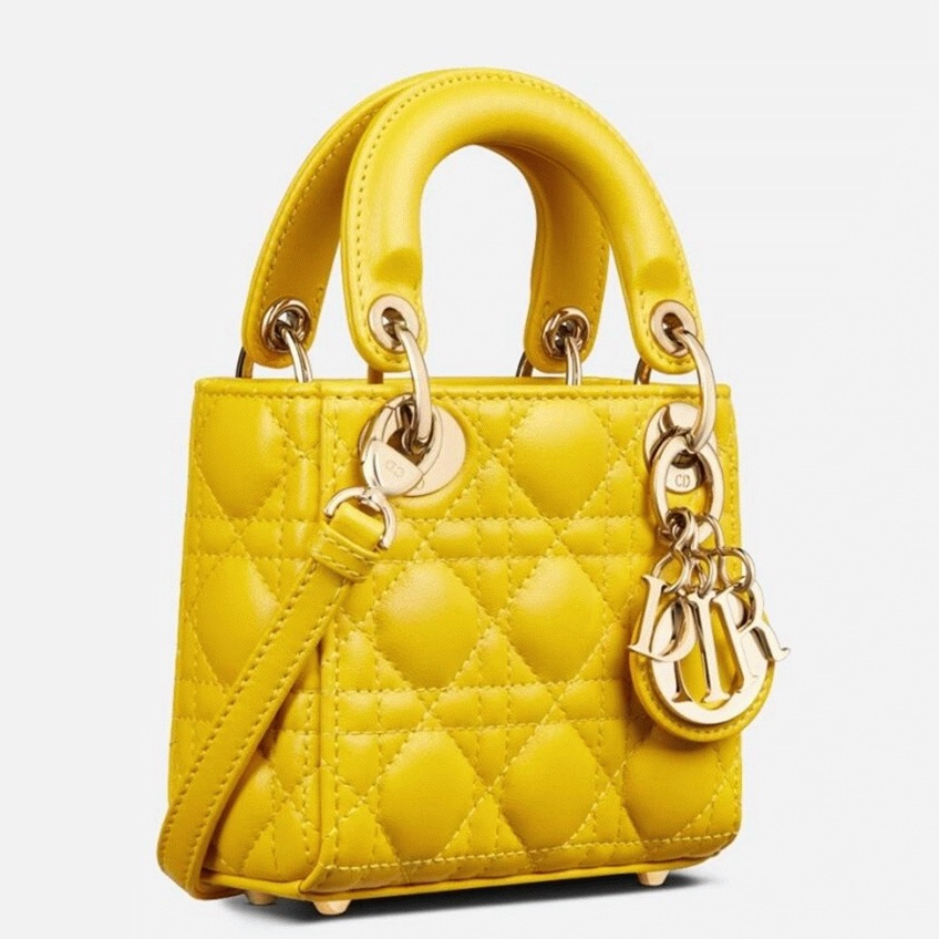 D10r Lady D10r Micro Bag Fake in Yellow Cannage Lambskin