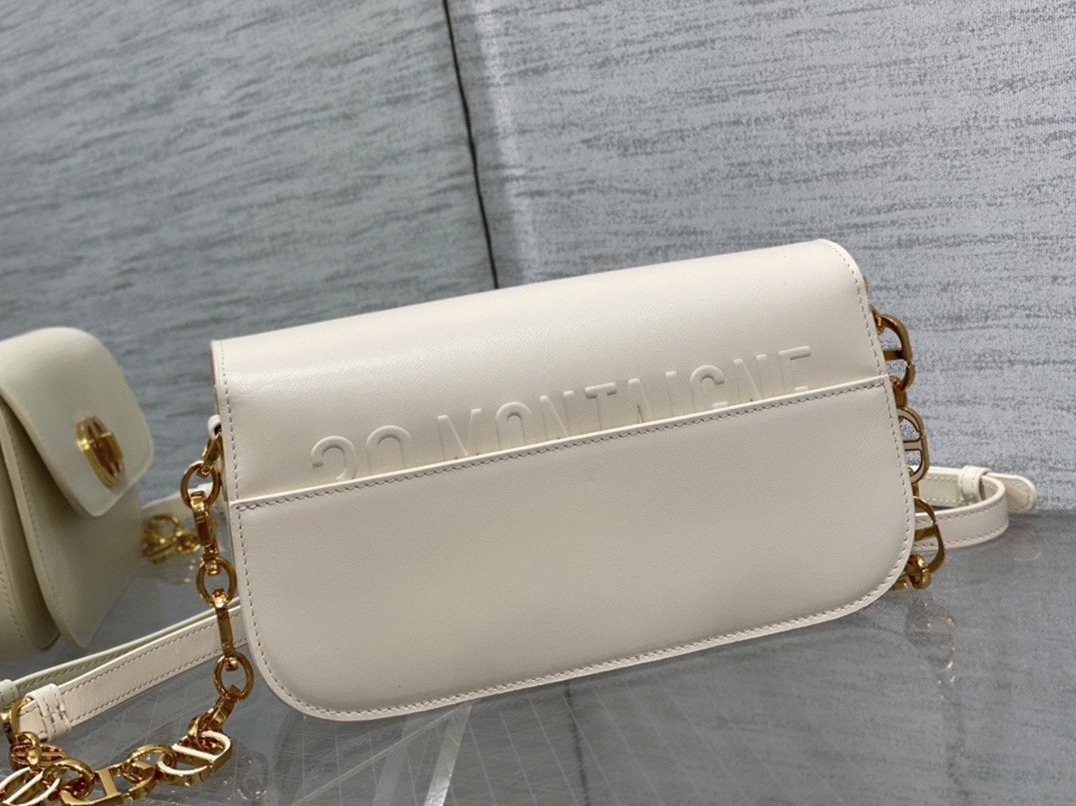 D10r 30 Montaigne Avenue Bag Replica in White Box Calfskin